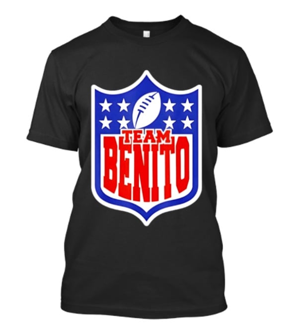 Team Benito Football Shield Stars Personalized Name T-Shirt