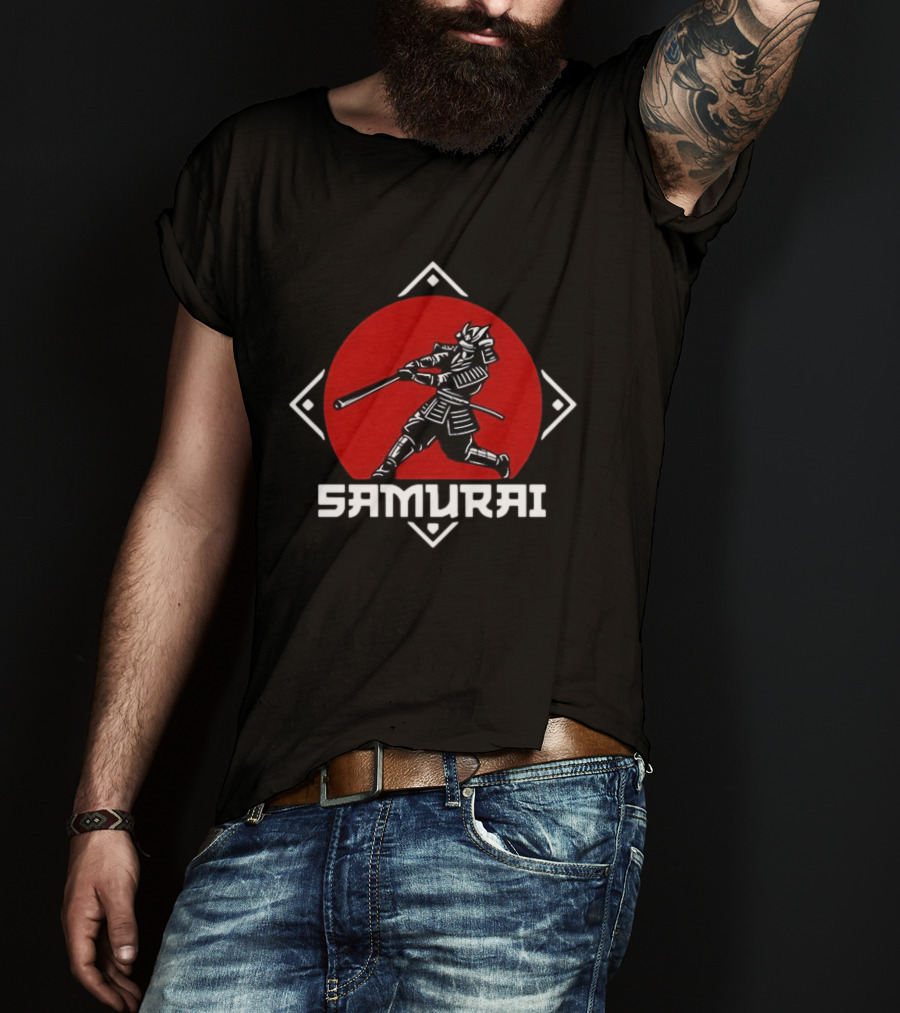 Samurai Hitter Baseball Red Circle Katana T-Shirt