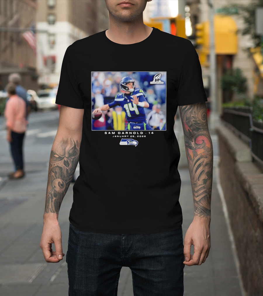 Sam Darnold 14 Seattle Seahawks January 26 2020 NFL Champions T-Shirt