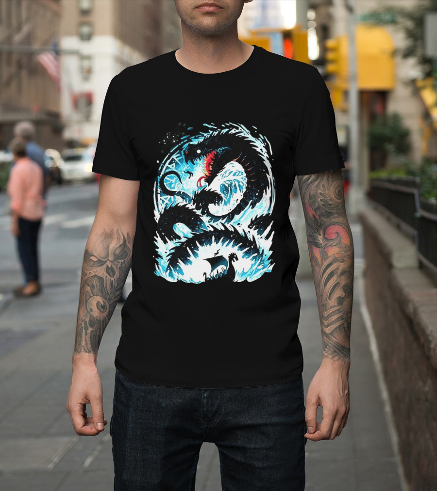 Jörmungandr World Serpent Norse Mythology Viking Ship Ocean Waves T-Shirt
