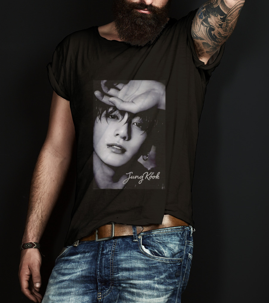 Jungkook BTS Iconic Style Black And White T-Shirt