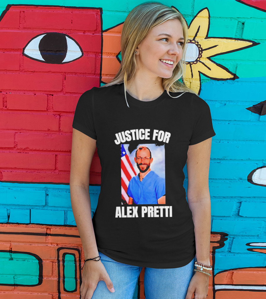 Justice For Alex Pretti American Flag T-Shirt