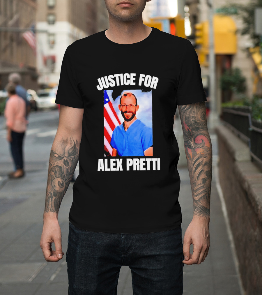 Justice For Alex Pretti American Flag T-Shirt