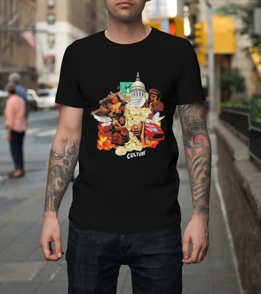 Bravado Migos Culture Album Cover Atlanta Capitol Roses Collage T-Shirt