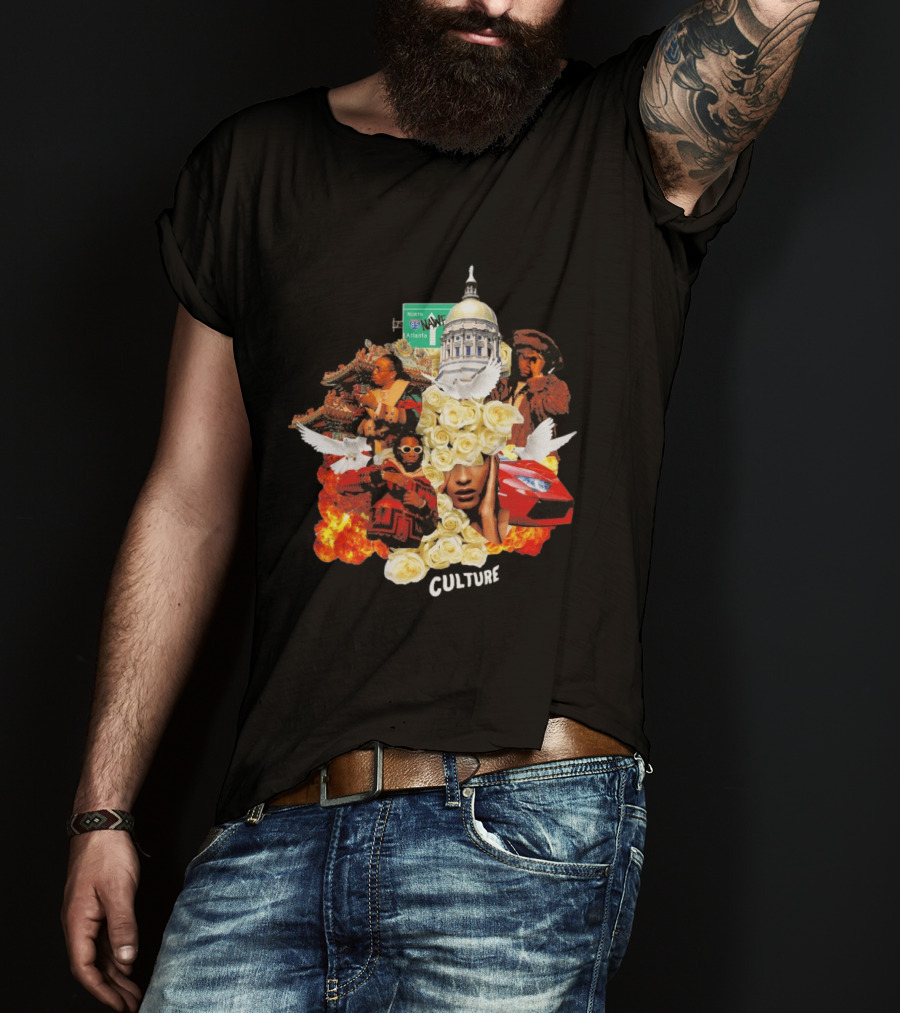 Bravado Migos Culture Album Cover Atlanta Capitol Roses Collage T-Shirt