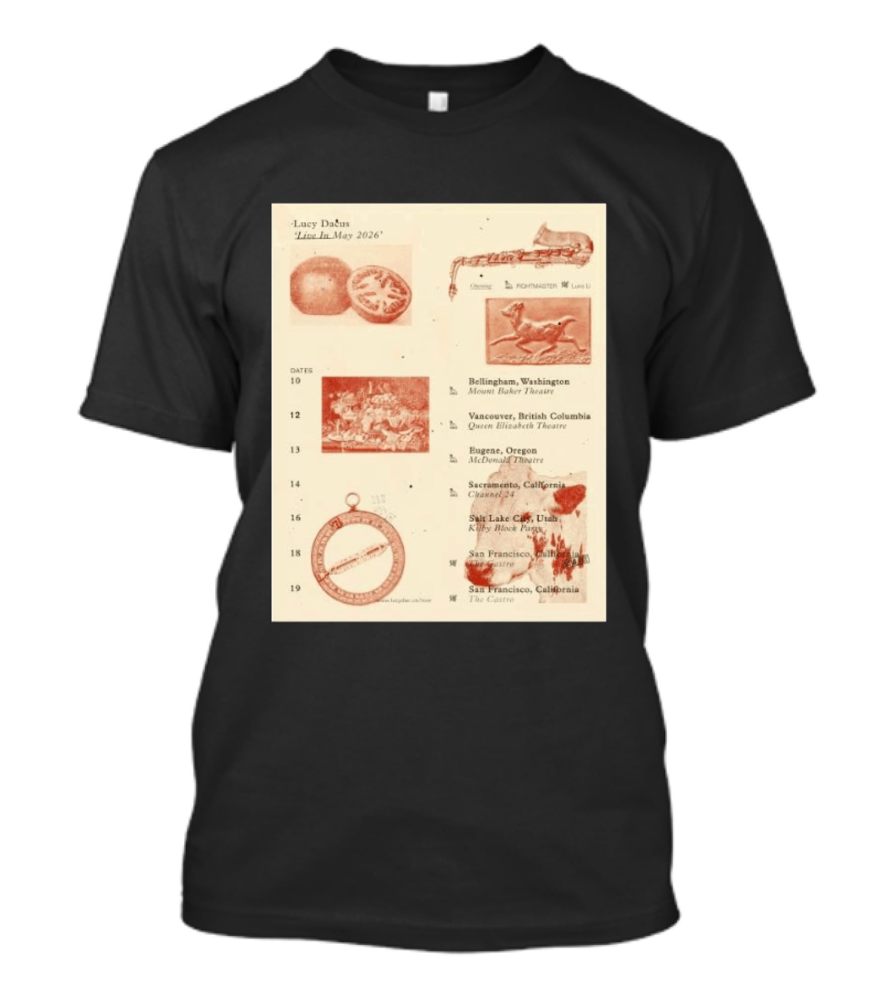 Lucy Dacus Live In May 2026 Sacramento Channel 24 Vintage Tour T-Shirt