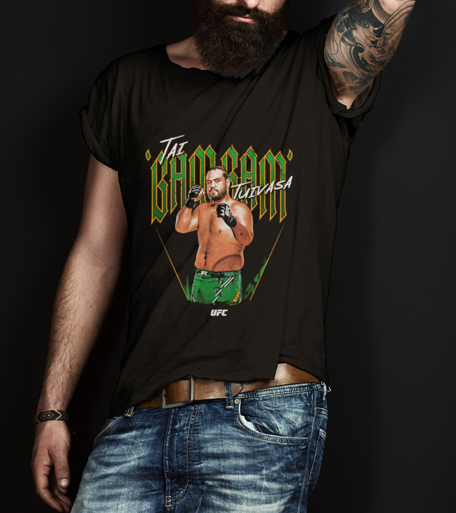 Tai Tuivasa Bam Bam UFC Fighter Green Gloves T-Shirt