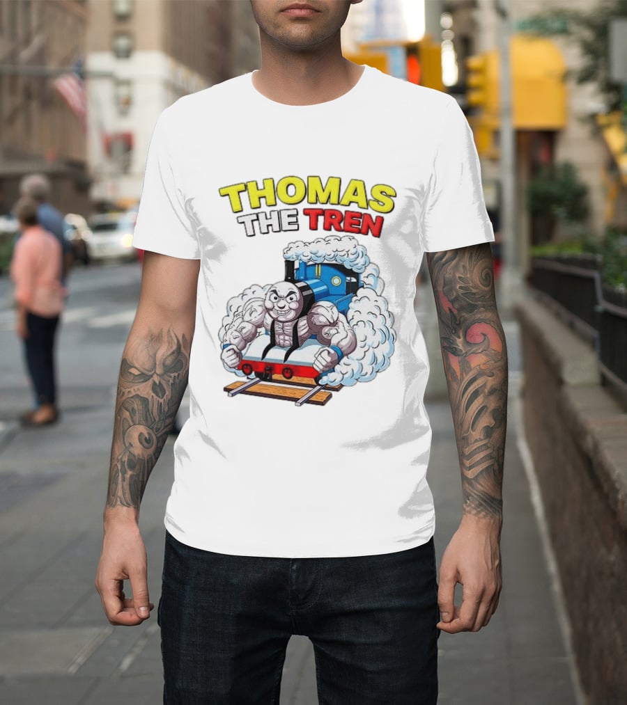 THOMAS THE TREN Cartoon Muscular Engine Puffing Steam T-Shirt