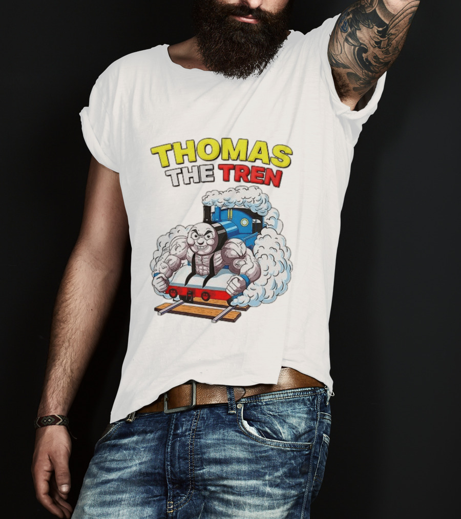 THOMAS THE TREN Cartoon Muscular Engine Puffing Steam T-Shirt