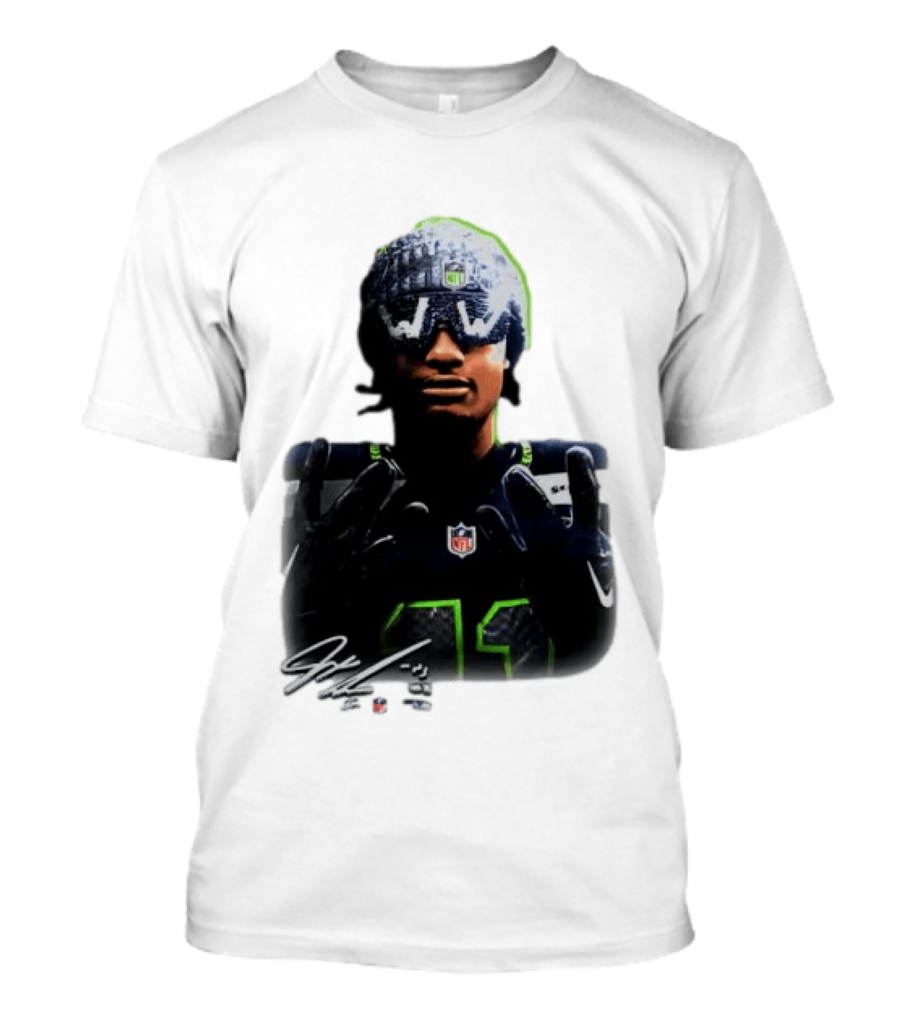 Jaxon Smith Njigba Seattle Seahawks Beanie Bling WW Sunglasses NFL Player Signature T-Shirt
