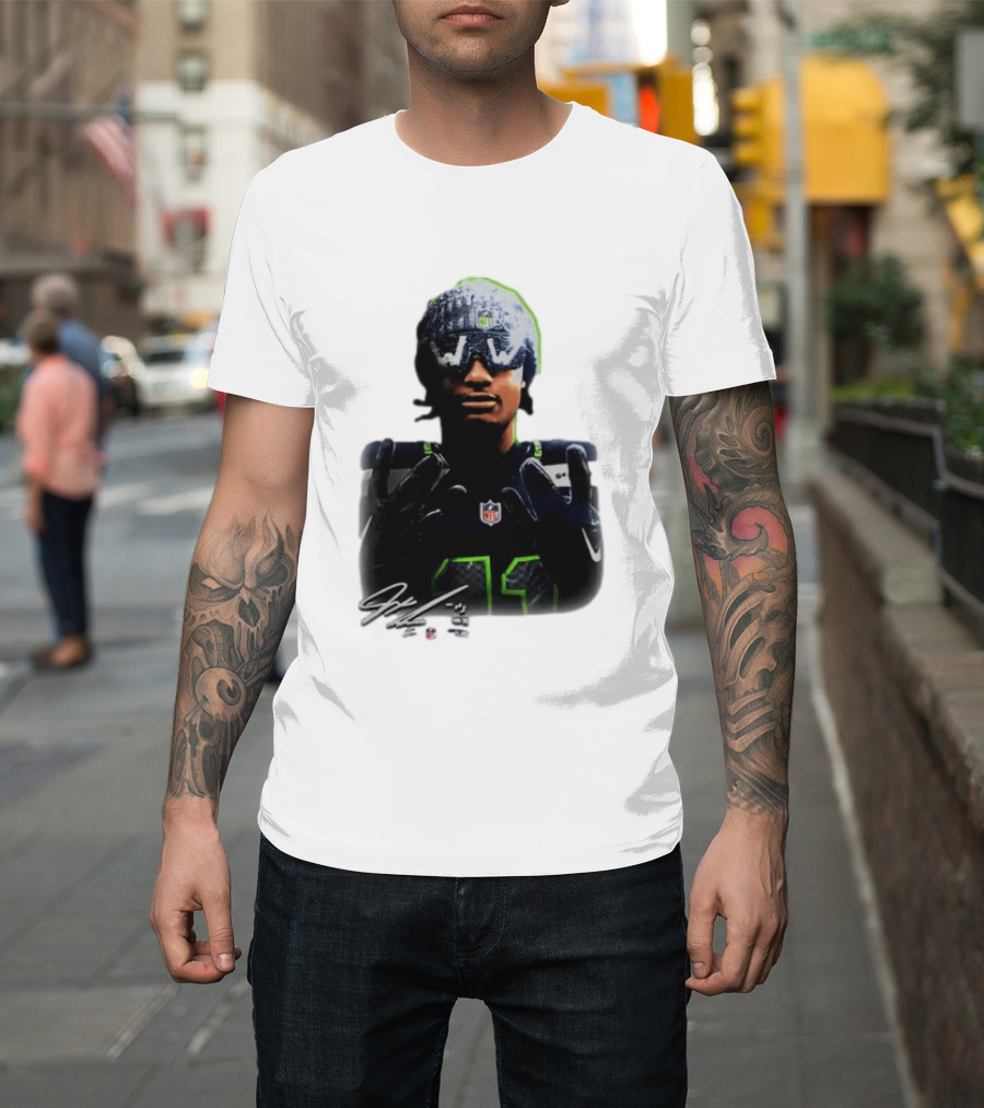 Jaxon Smith Njigba Seattle Seahawks Beanie Bling WW Sunglasses NFL Player Signature T-Shirt
