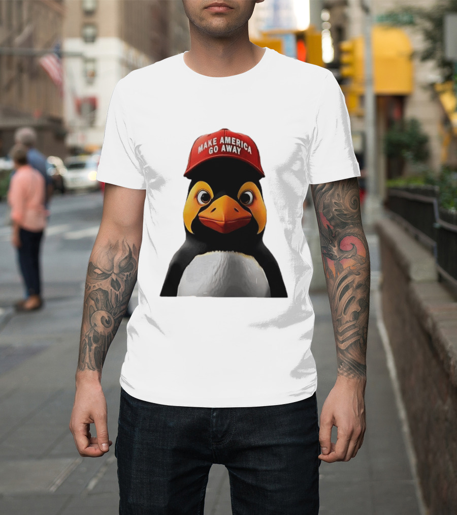 Make America Go Away Red Hat Penguin Iconic Humor T-Shirt
