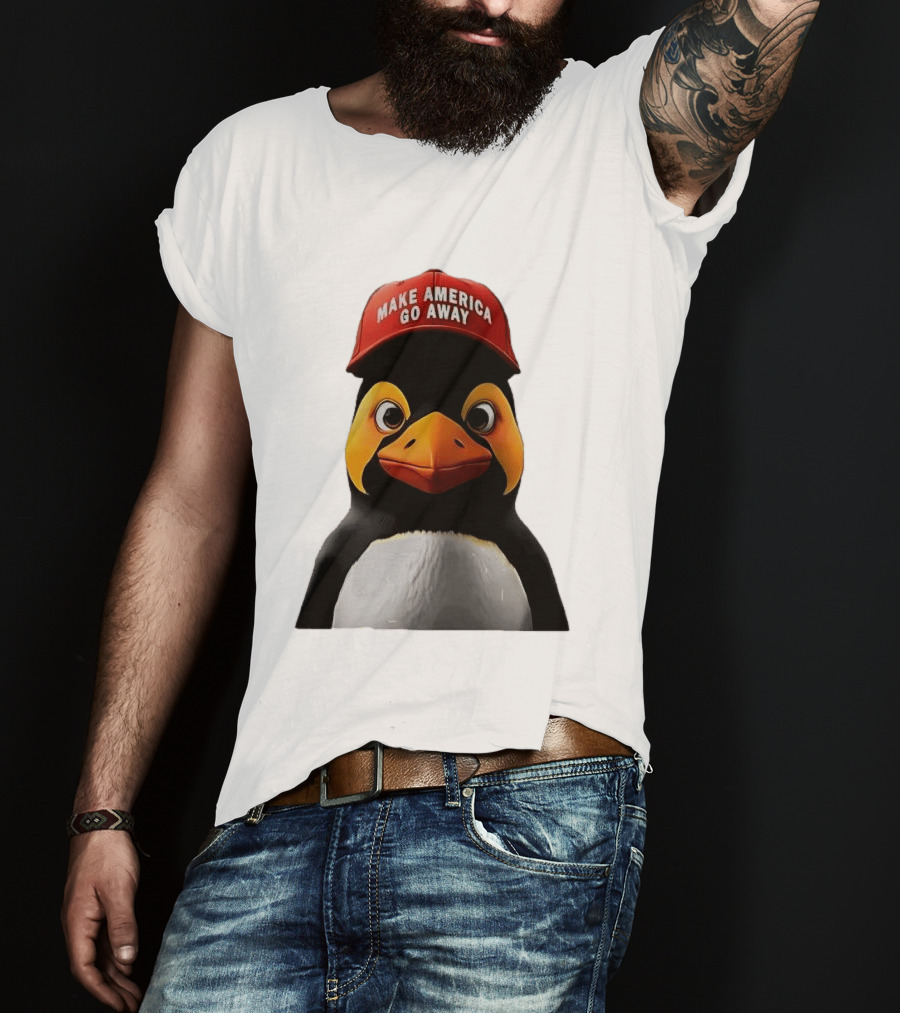 Make America Go Away Red Hat Penguin Iconic Humor T-Shirt