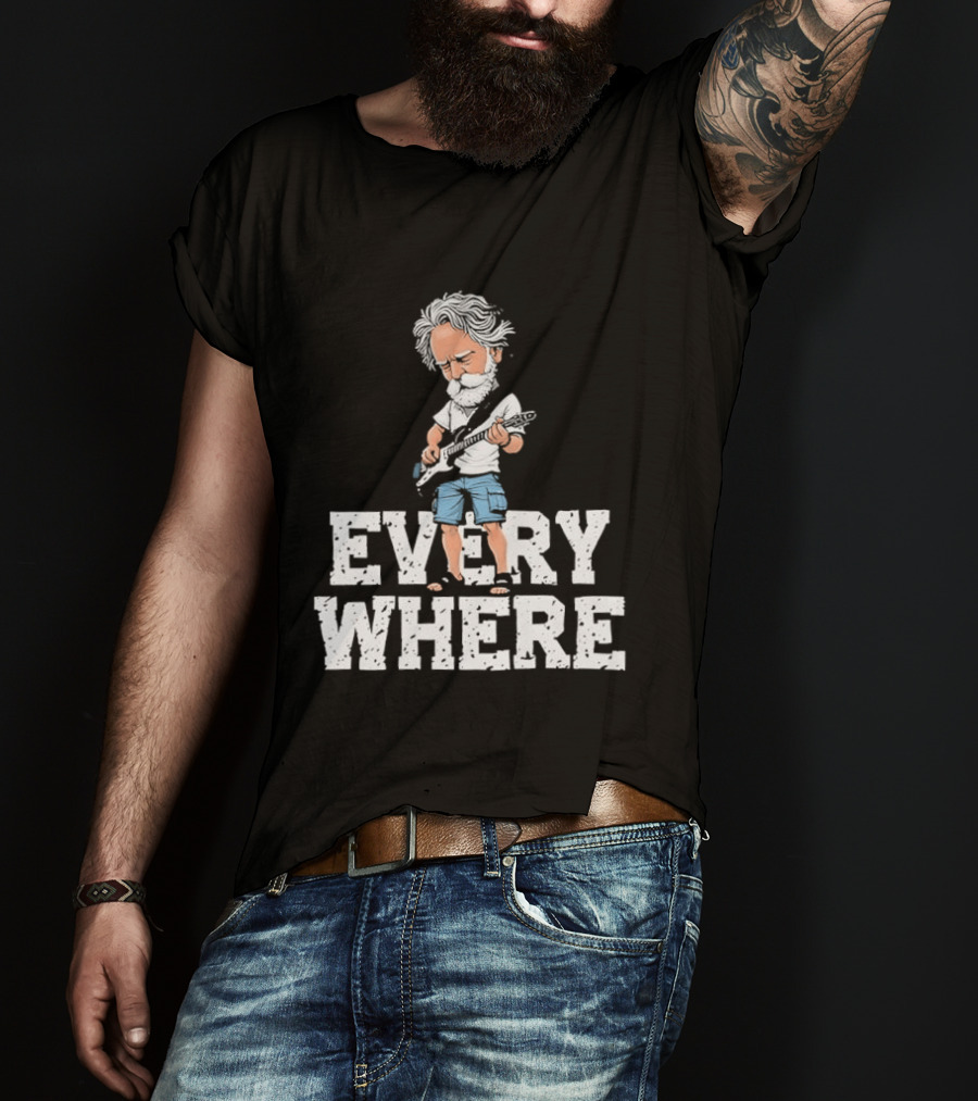 Bob Weir Grateful Dead Everywhere Character With Guitar T-Shirt