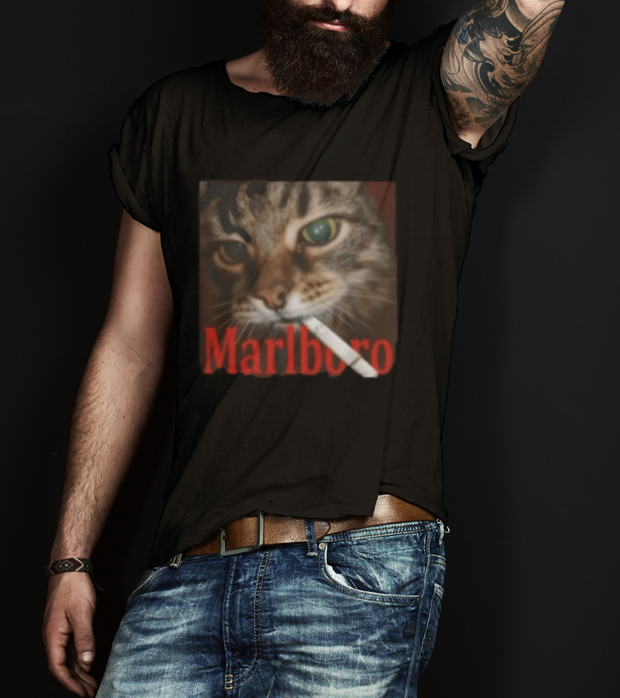 Marlboro Cat Smoking Image T-Shirt