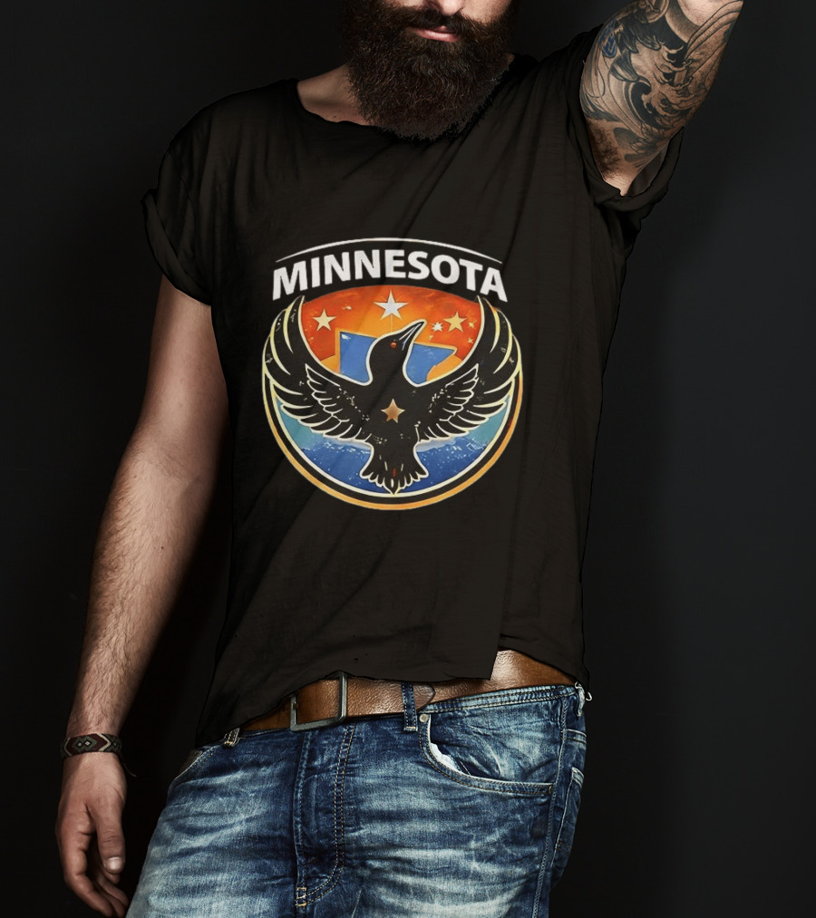 Minnesota Rebel Alliance Star Emblem Black Bird And Starry Shield T-Shirt