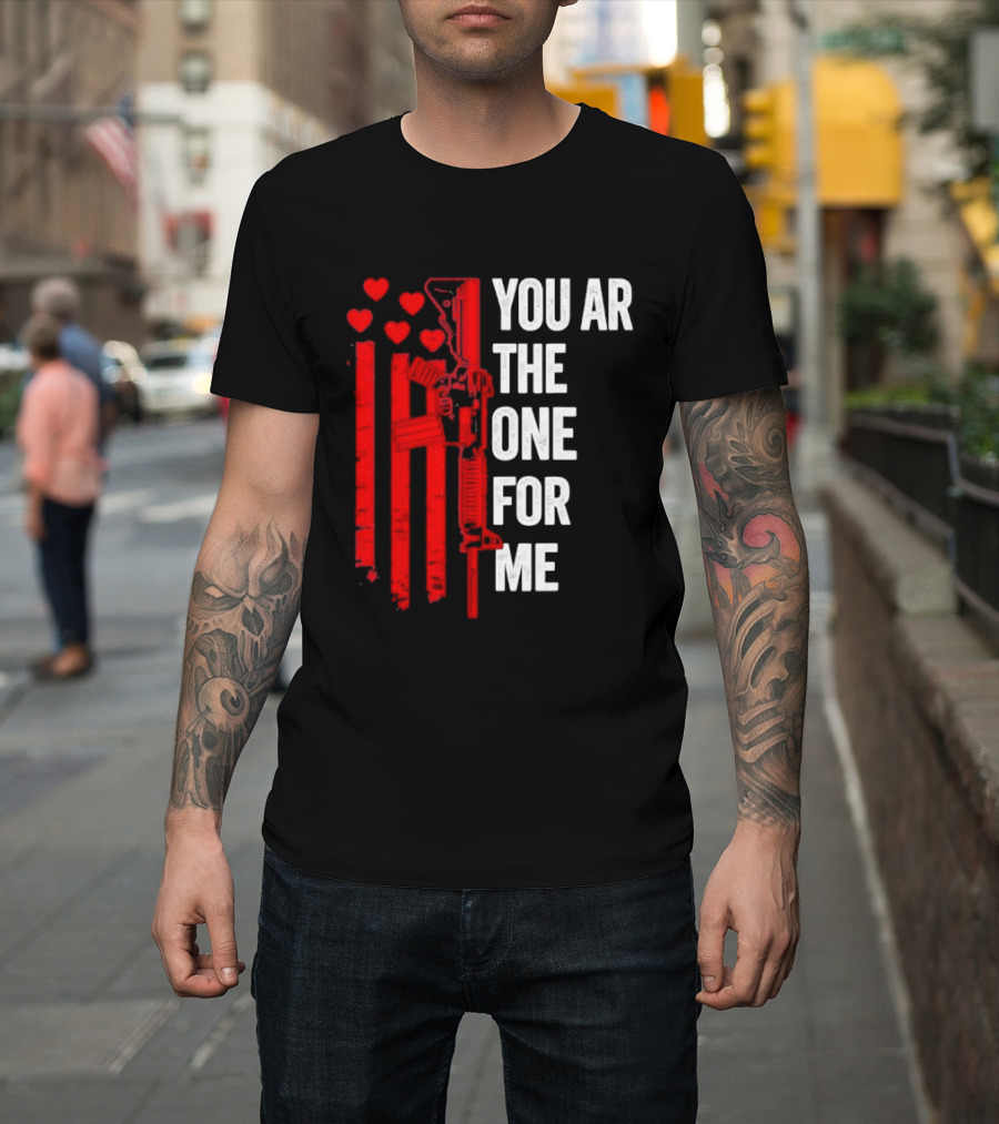 You Ar The One For Me Red Hearts Flag Visual T-Shirt