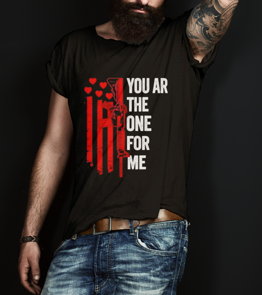 You Ar The One For Me Red Hearts Flag Visual T-Shirt