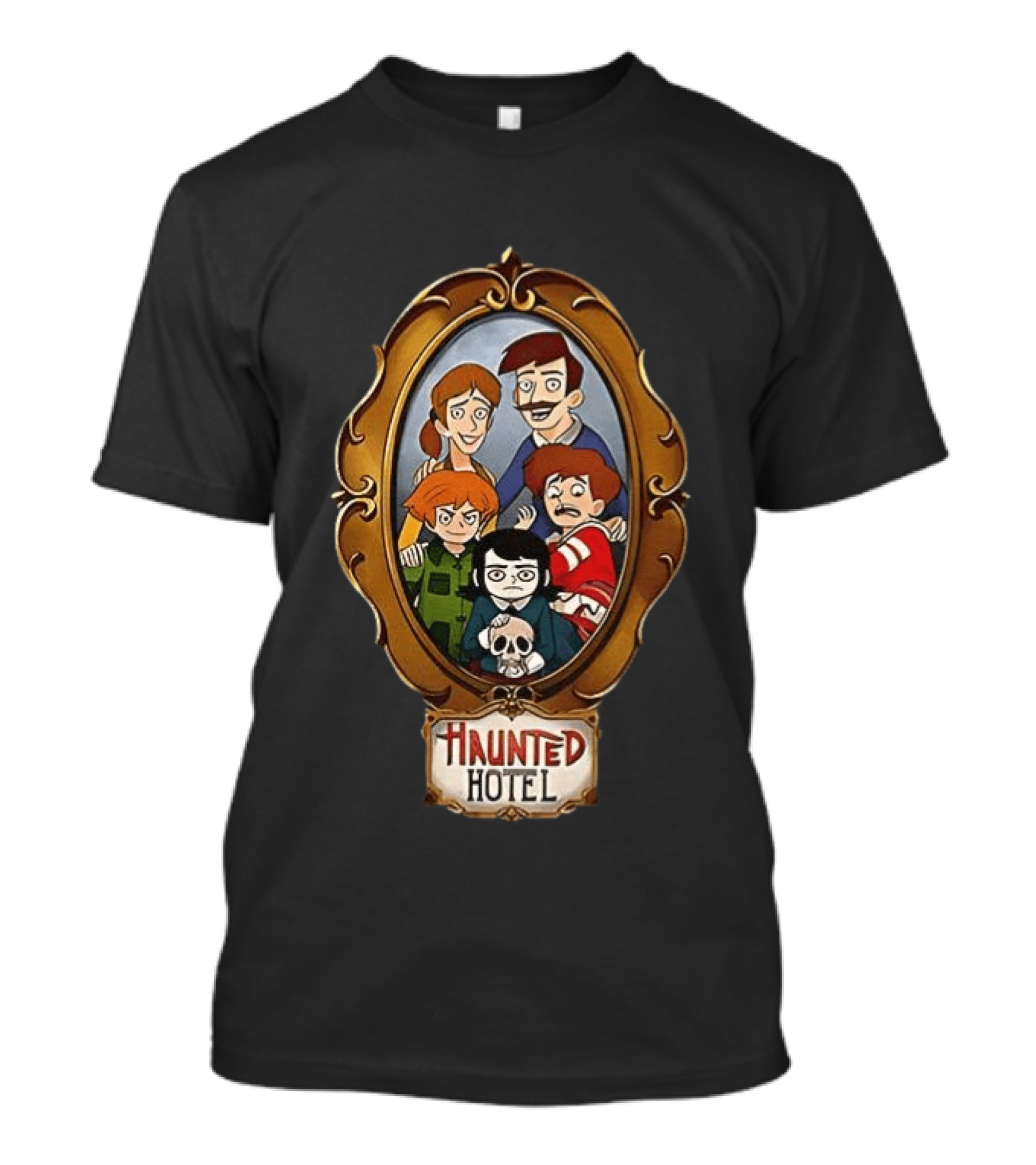 Haunted Hotel Cartoon Family Portrait Frame T-Shirt