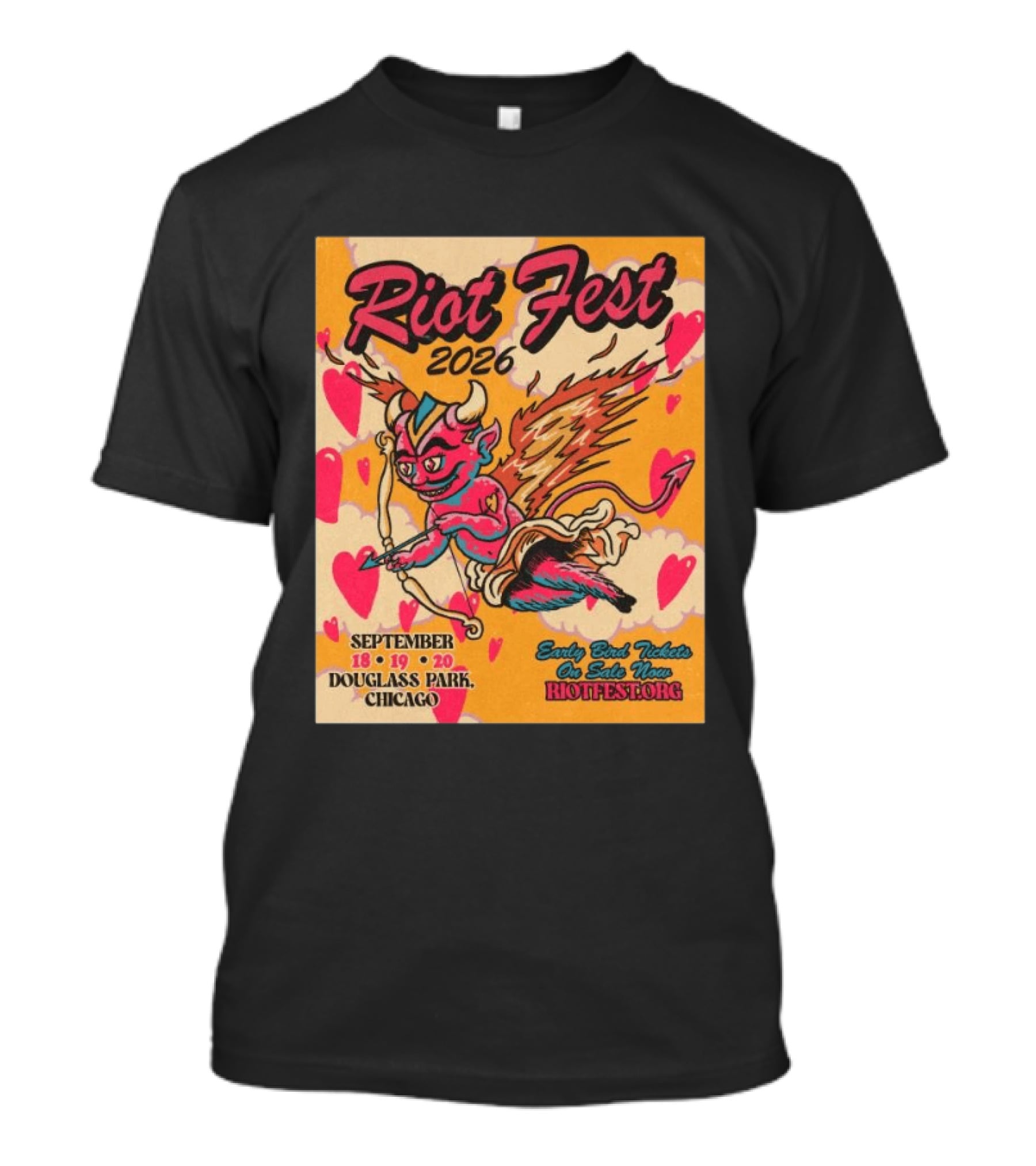 Riot Fest 2026 Douglass Park Chicago Sep 18 19 20 Devil Heart Wings T-Shirt