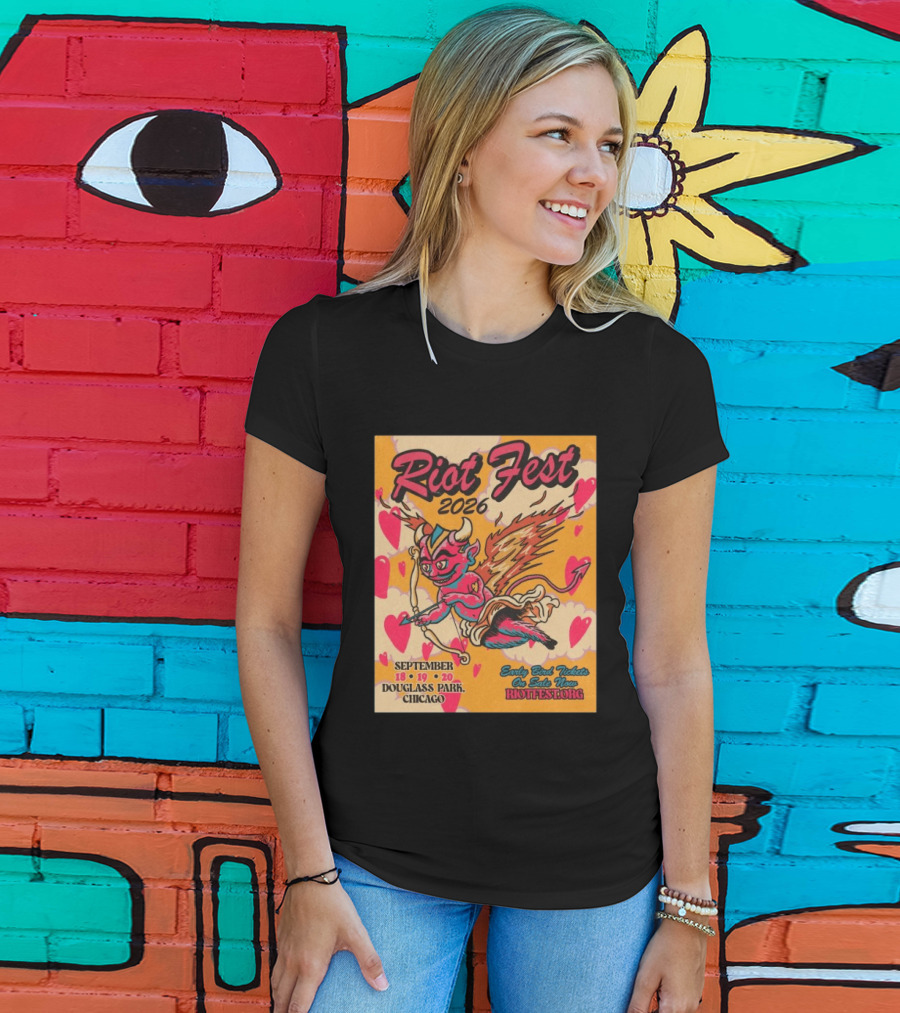 Riot Fest 2026 Douglass Park Chicago Sep 18 19 20 Devil Heart Wings T-Shirt