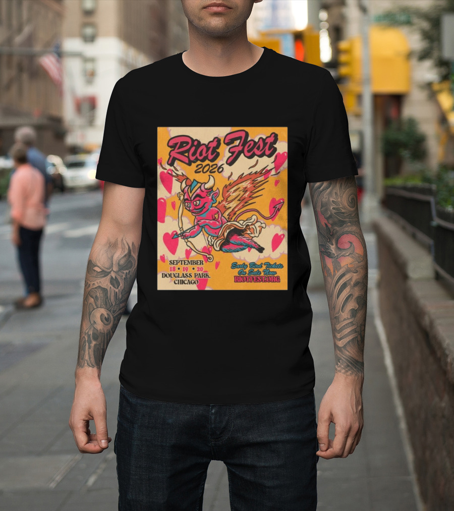 Riot Fest 2026 Douglass Park Chicago Sep 18 19 20 Devil Heart Wings T-Shirt