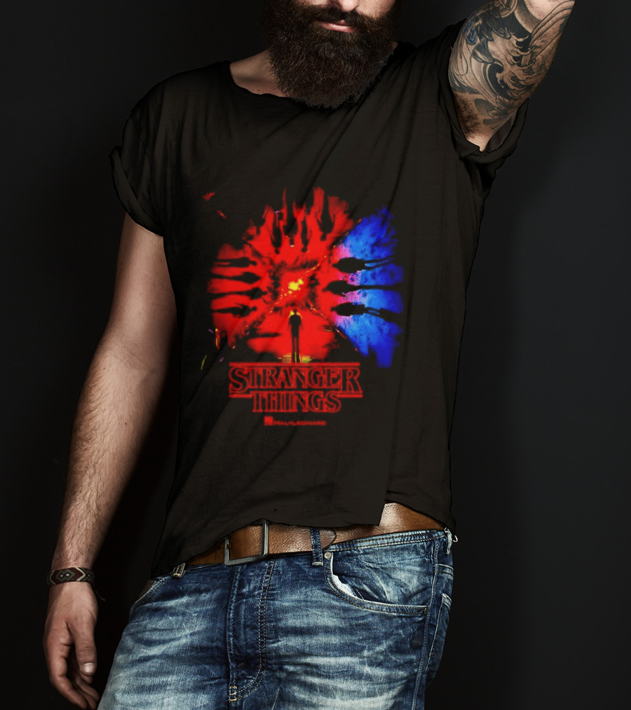 Stranger Things Music From The Netflix Red Blue Monster Burst T-Shirt