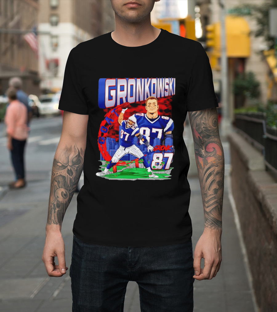 Gronkowski Goat 87 Football Player Tight End Action T-Shirt
