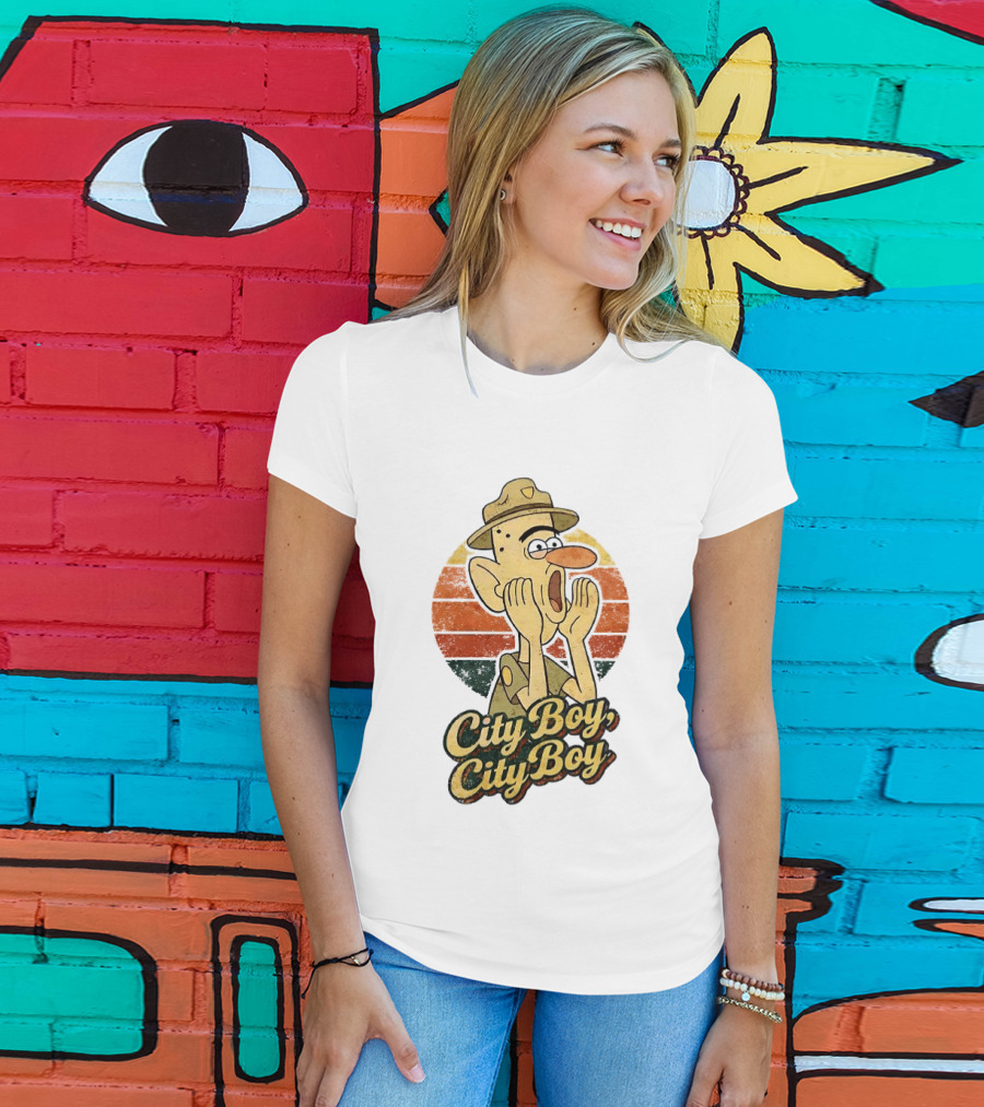 City Boy City Boy Gravity Falls Meme Retro Vintage Cartoon T-Shirt