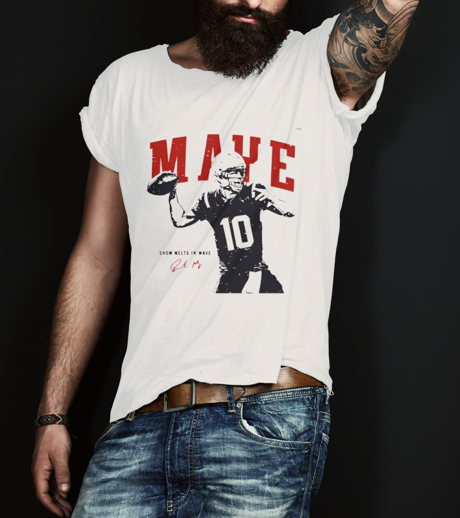 Drake Maye 10 New England Patriots Snow Melts In Wave T-Shirt