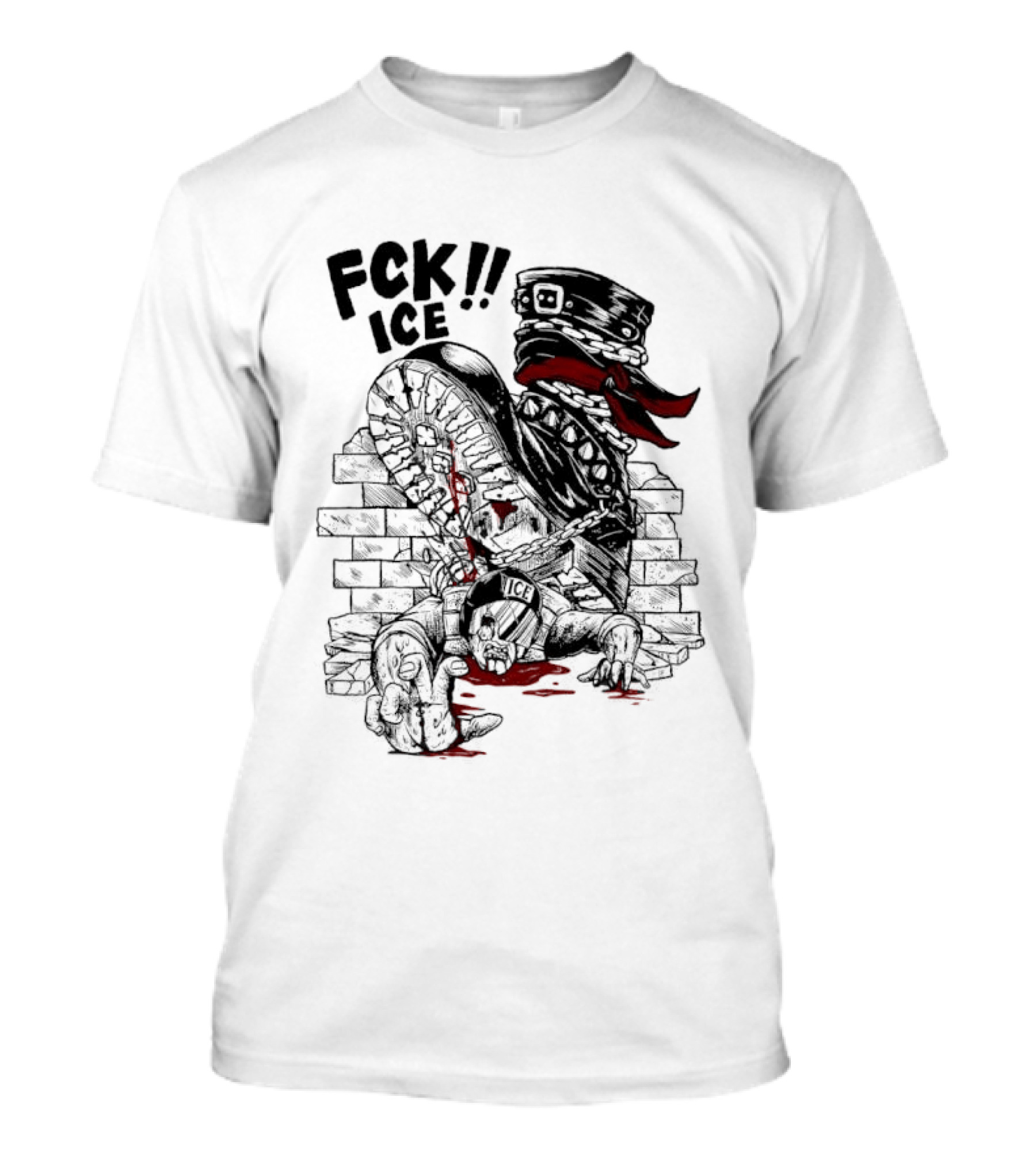 Fck ICE Text With Ice Boot And Bricks T-Shirt