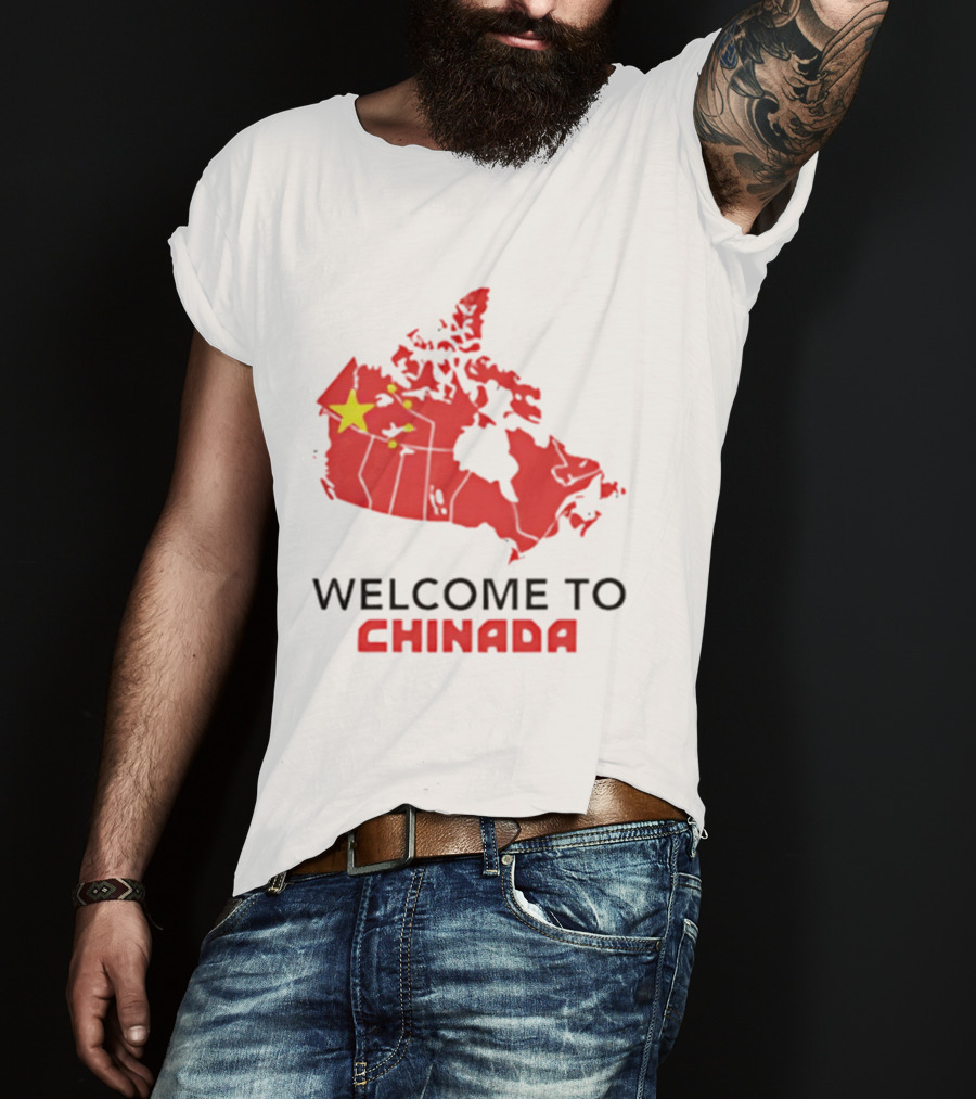 Welcome To Chinada Canada Map Redesign With Bold Text And Yellow Stars T-Shirt