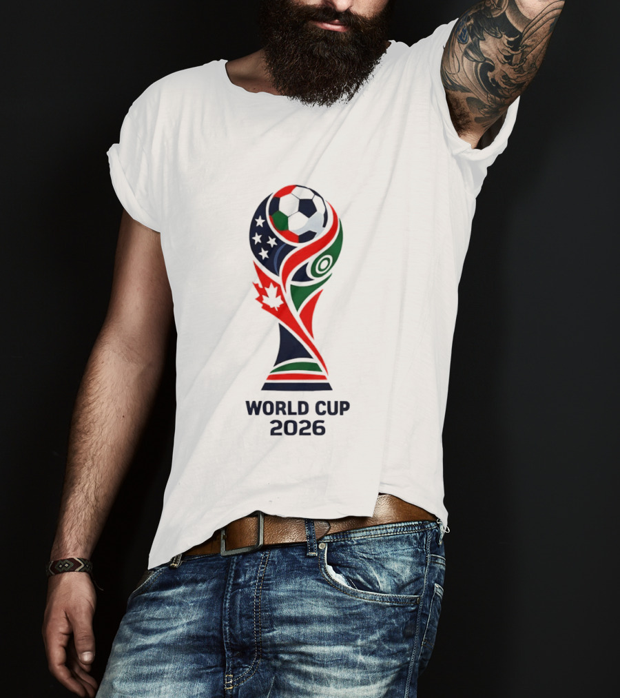 World Cup 2026 Trophy With Soccer Ball And Maple Leaf T-Shirt