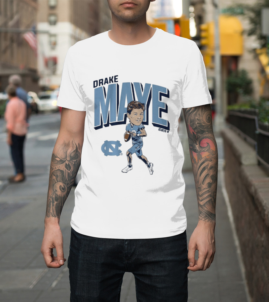 North Carolina Tar Heels Drake Maye Caricature Football Player T-Shirt