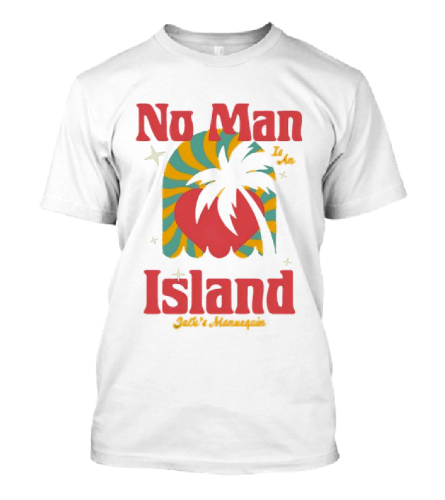 No Man Is An Island Jack's Mannequin Beachy Palm Tree Striped Heart Retro Vibes T-Shirt