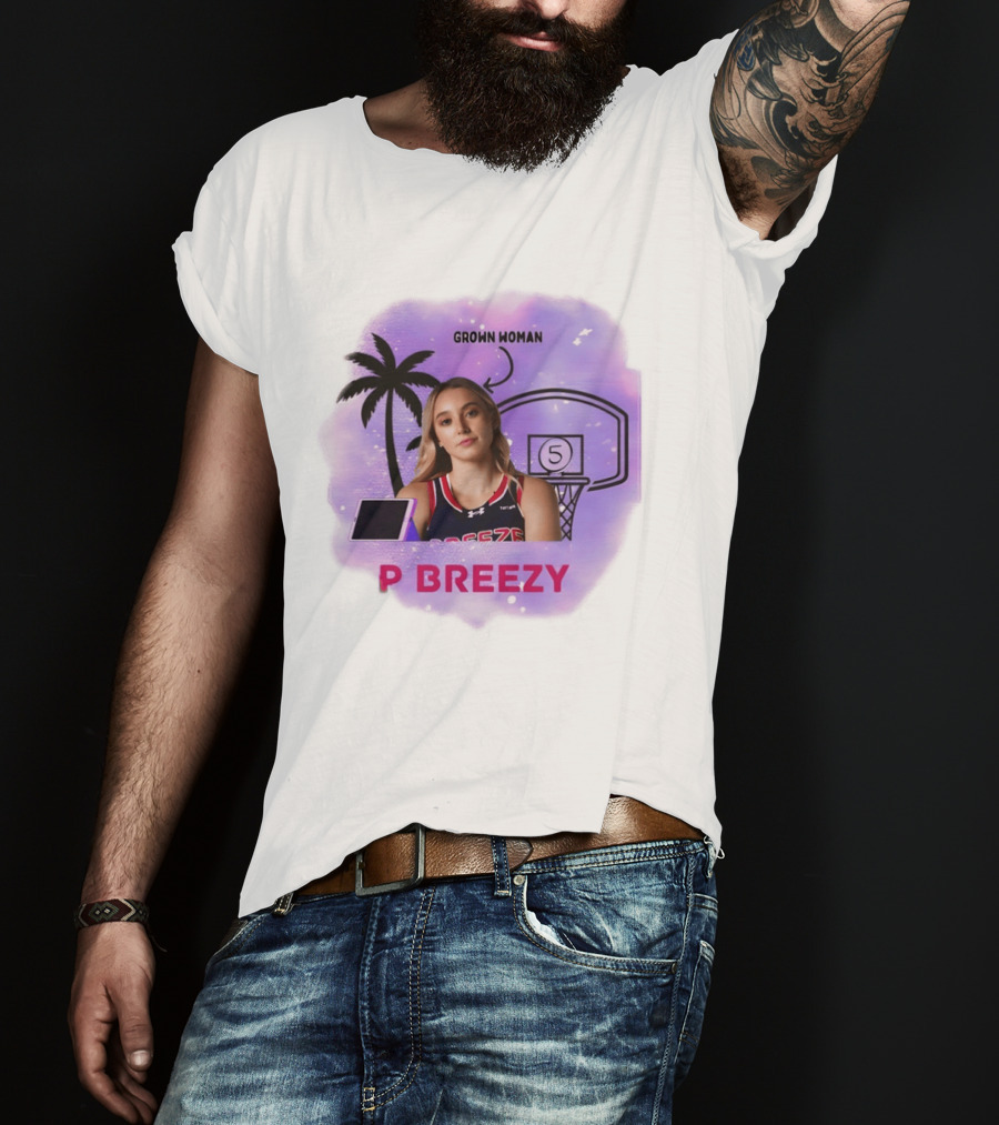 Grown Woman P Breezy Basketball Palm Tree T-Shirt