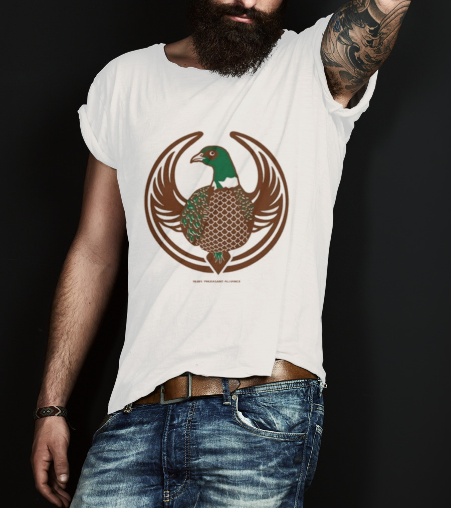 Rebel Pheasant Alliance Bird Emblem Icon Heavyweight T-Shirt