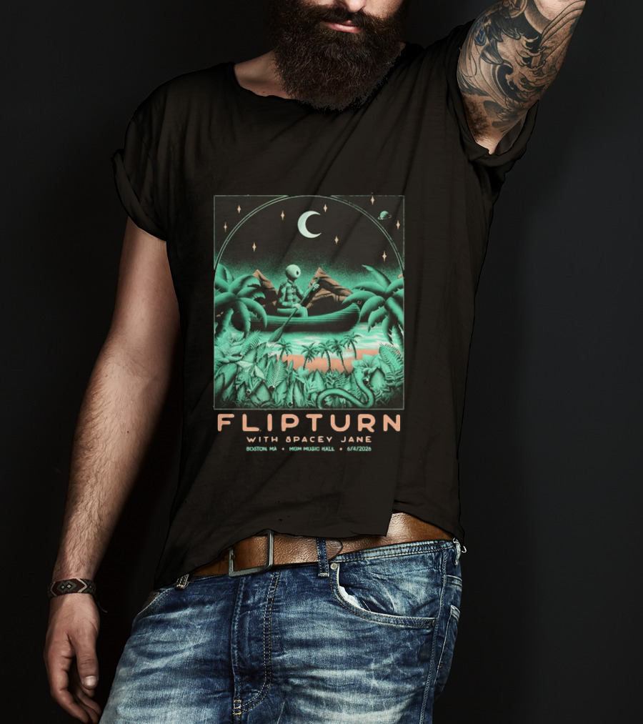 FLIPTURN With Spacey Jane MGM Music Hall Boston 6 4 2026 Art Alien Canoe Scene T-Shirt