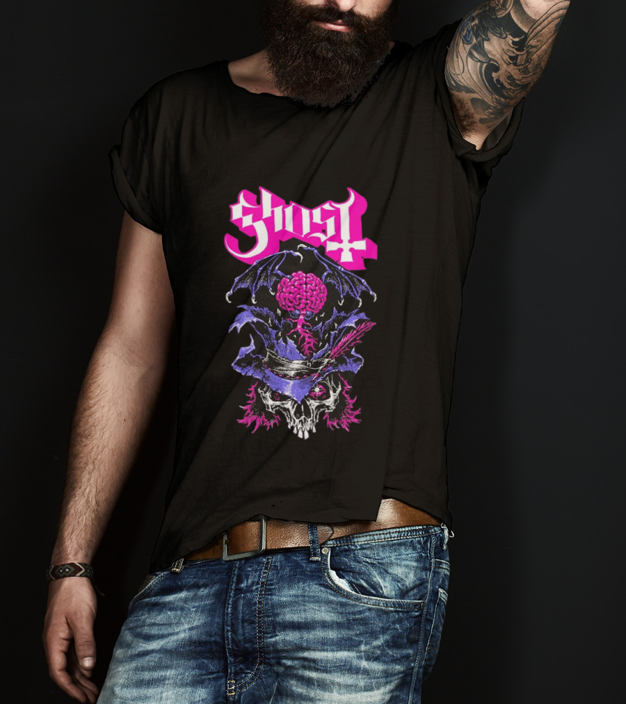 Ghost Bat Brain Skeleton Tour T-Shirt