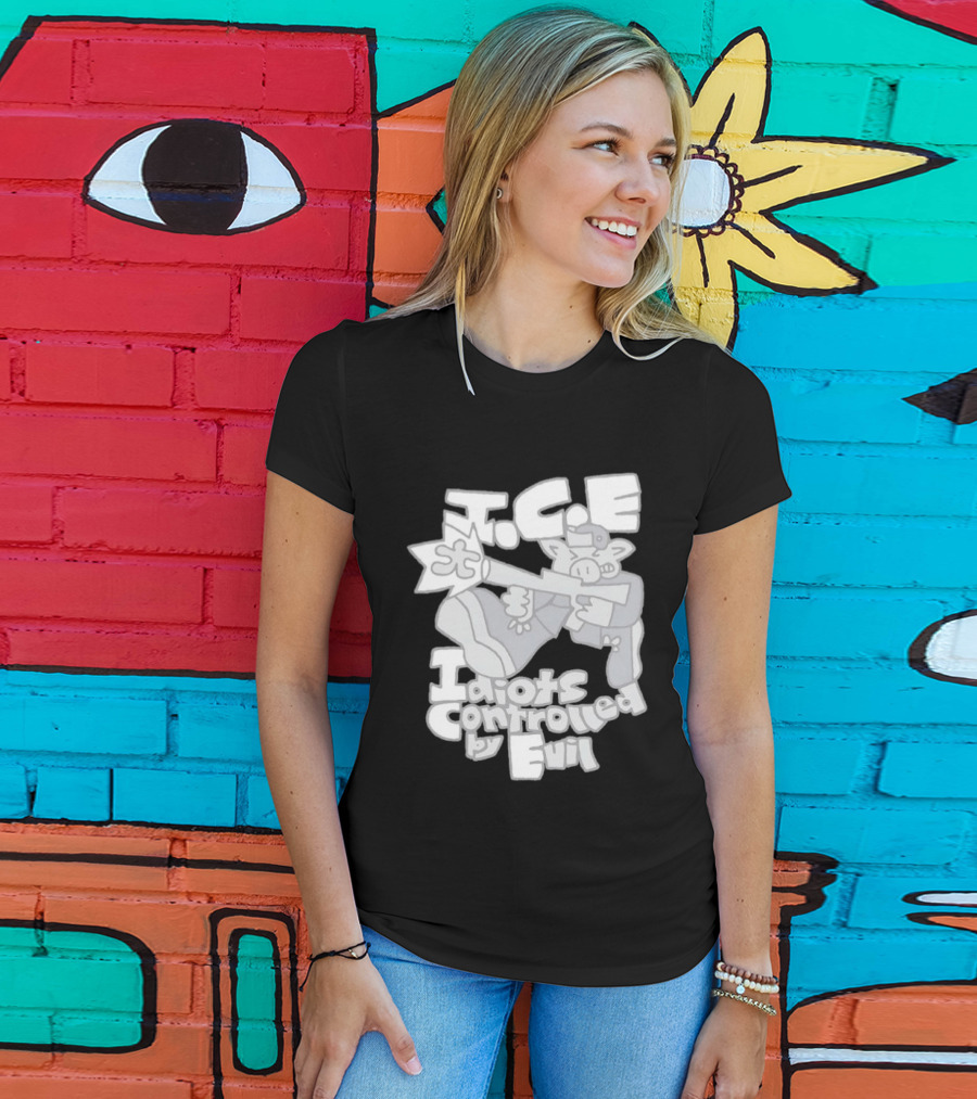 I.C.E Idiots Controlled By Evil Shooter Character With Gun T-Shirt