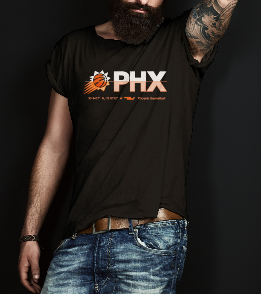 PHX Valley Basketball 33.448° N 112.074° W Phoenix Basketball T-Shirt