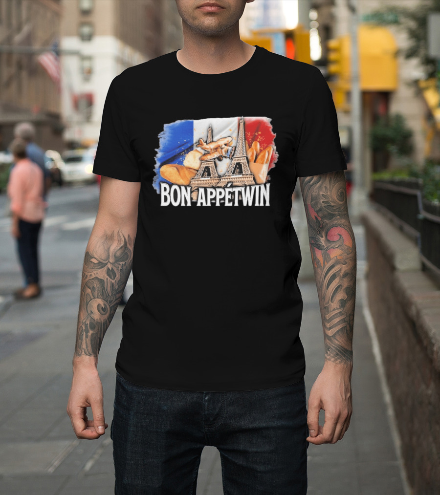 Bon Appetwin French Baguettes Eiffel Tower Paris Flag T-Shirt