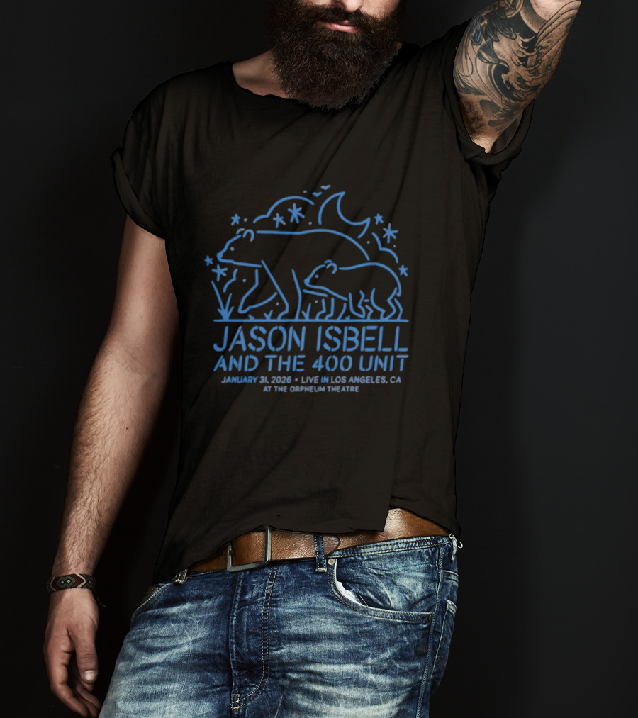Jason Isbell And The 400 Unit Live At The Orpheum Theatre Los Angeles CA January 31 2026 Bears Moon Stars T-Shirt
