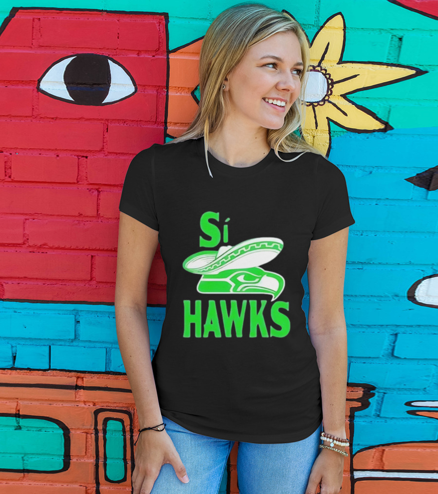 Si Hawks Mexican Sombrero Green Hawk T-Shirt