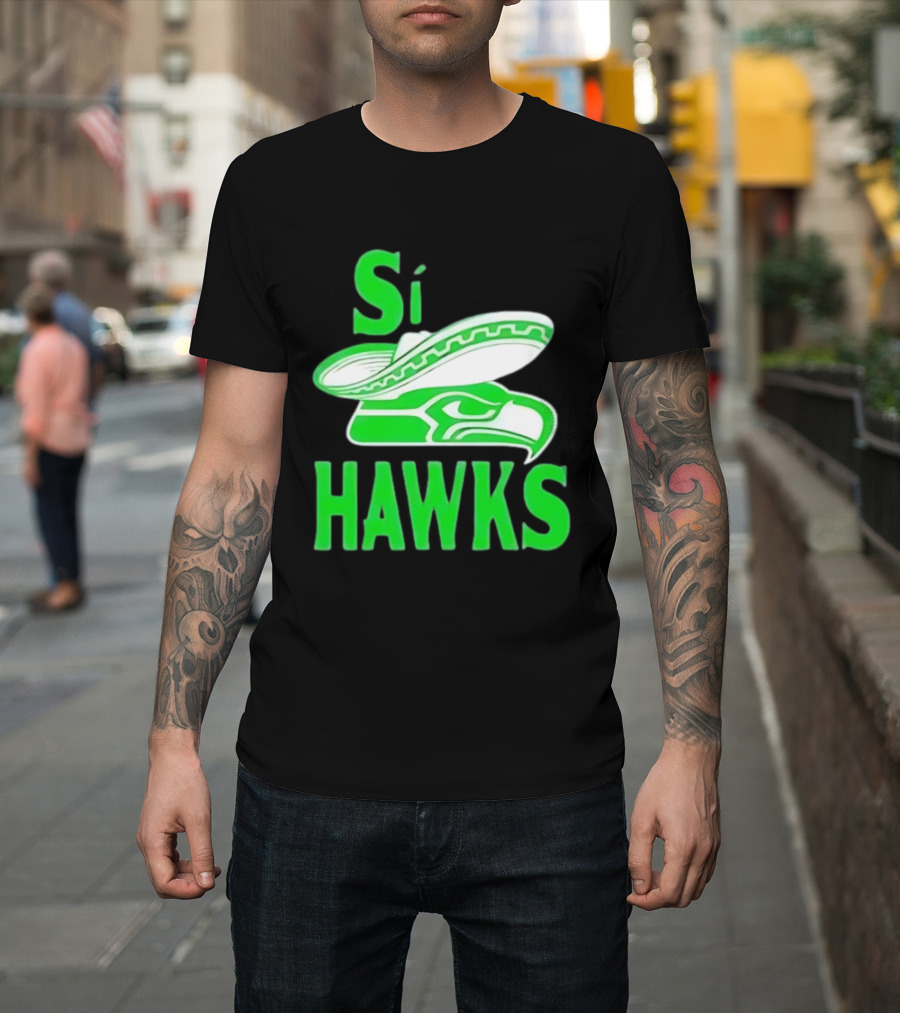 Si Hawks Mexican Sombrero Green Hawk T-Shirt