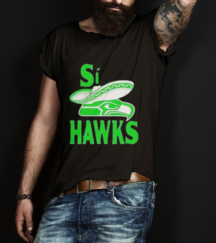 Si Hawks Mexican Sombrero Green Hawk T-Shirt