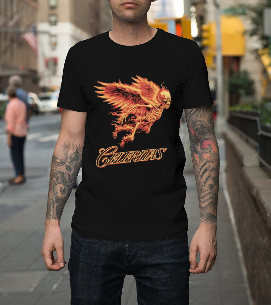 Celeritas Flaming Angel Skeleton Wings 2026 Speed T-Shirt