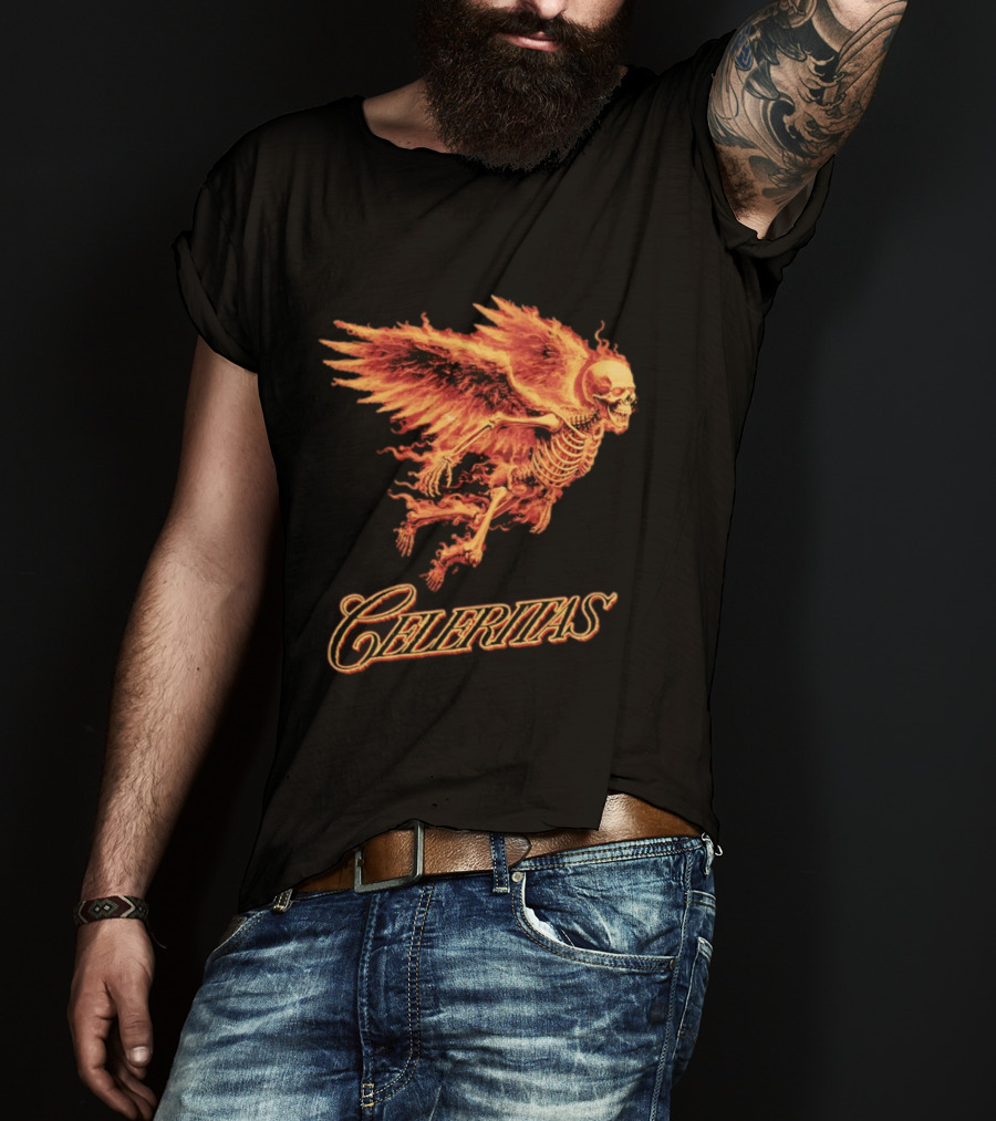 Celeritas Flaming Angel Skeleton Wings 2026 Speed T-Shirt