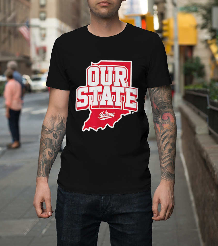Our State Indiana Red Map College Sports Indiana T-Shirt