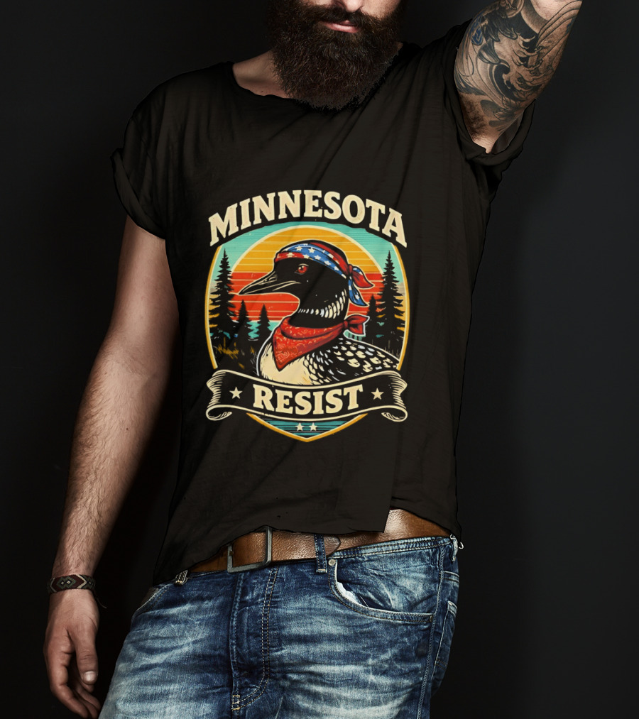 Minnesota Loons Resist Vintage American Bandana And Sunset T-Shirt
